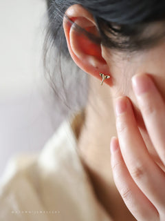 S925 Sterling Silver Plated 14k Golden Smooth Fishtail Ear Ring