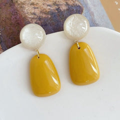 Contrast Color Elegance Retro Ginger Geometric Resin Earrings