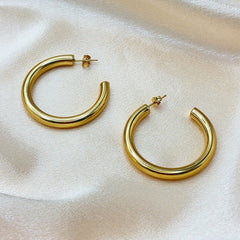 304 Stainless Steel Hollow C- Shaped Large Hoop Earrings
