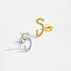 S925 Sterling Silver Small Ear Ring Zircon Stud Earrings Korean Style