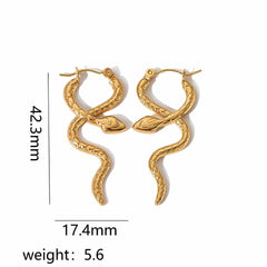 Serpentine Titanium Steel Ear Clip 18K Gold-plated Stainless Steel