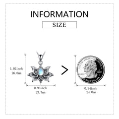 Sterling Silver Moonstone Lotus Flower Pendant Necklace Jewelry Gifts for Women