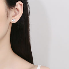 925 Sterling Silver Epoxy Flowers Five Petal Flower Ear Bone Stud