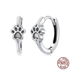 S925 Sterling Silver Cute Pet Paw Print Ear Clip