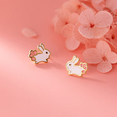 New Girly Girl Sweet White Rabbit Girlish Heart Ear Studs