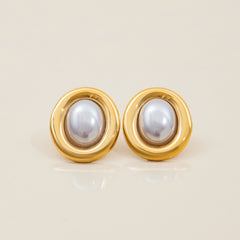 Stainless Steel Vintage Pearl Ear Studs Women's Earrings Do Not Fade
