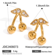 Stainless Steel Cherry Necklace Cute Earrings Ornament Women