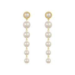 Sterling Silver Needle Grown Up Small Pearl Female Earrings