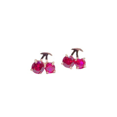 Red Corundum Small Cherry 925 Silver Stud Earrings