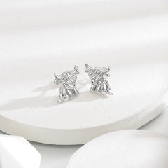 Highland Cow Earrings 925 Sterling Silver Cow Studs Earrings Highland Cow Jewelry Gifts
