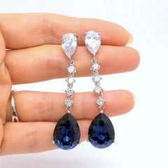 European And American Style Light Luxury Strip Water Drop Earrings Women