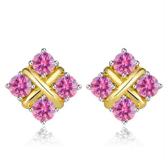 Korean Style S925 Pt950 Gold Plated Geometric Moissanite Stud Earrings