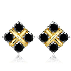 Korean Style S925 Pt950 Gold Plated Geometric Moissanite Stud Earrings