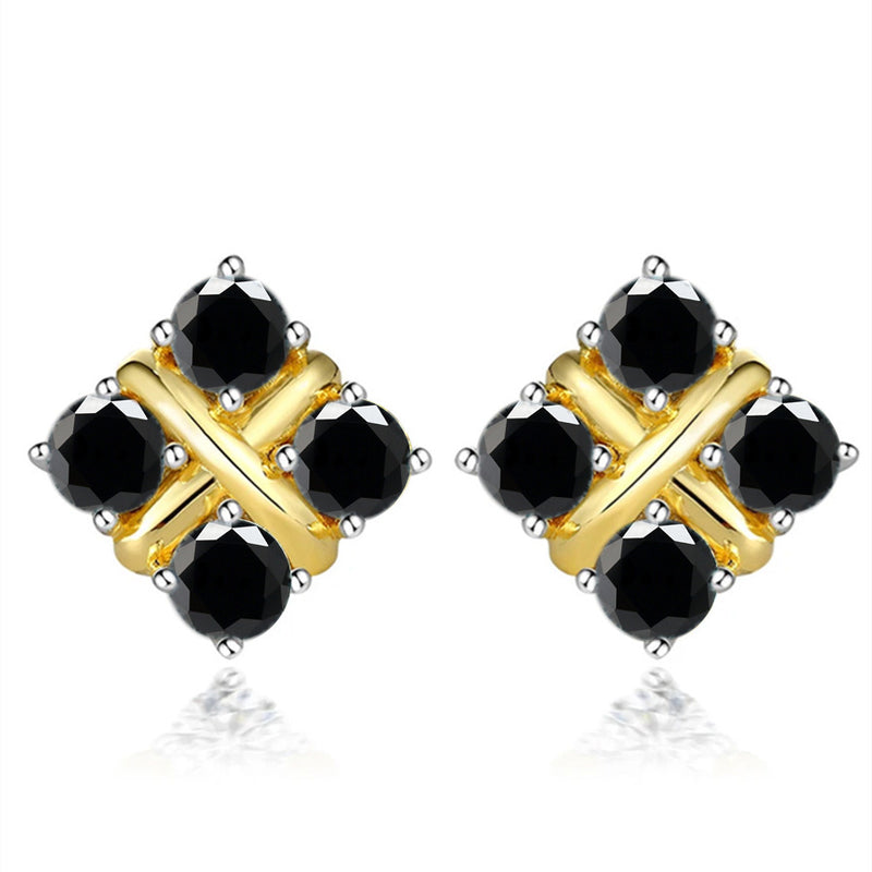 Korean Style S925 Pt950 Gold Plated Geometric Moissanite Stud Earrings