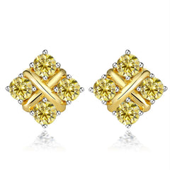 Korean Style S925 Pt950 Gold Plated Geometric Moissanite Stud Earrings