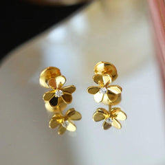 Glossy Clover Flower Small Stud Earrings Fashion