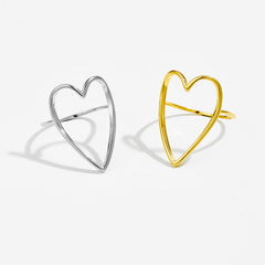 925 Sterling Silver Korean Ins High Sense Love Heart-shaped Ring Women