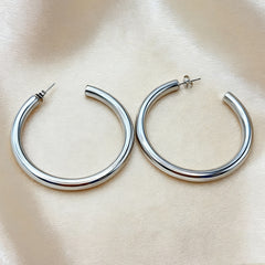 304 Stainless Steel Hollow C- Shaped Large Hoop Earrings