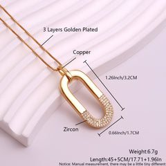 Oval Inlaid Zircon Ear Stud Necklace Female