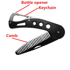 Stainless Steel Folding Beard Comb and Grooming Kit