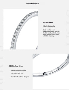 Moissanite S925 Pure Silver Net Red Air Drill Ring