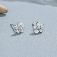 925 Sterling Silver Epoxy Flowers Five Petal Flower Ear Bone Stud