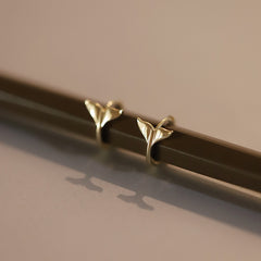S925 Sterling Silver Plated 14k Golden Smooth Fishtail Ear Ring
