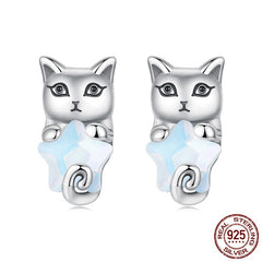 S925 Sterling Silver XINGX Cat Stud Earrings