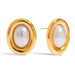 Stainless Steel Vintage Pearl Ear Studs Women's Earrings Do Not Fade