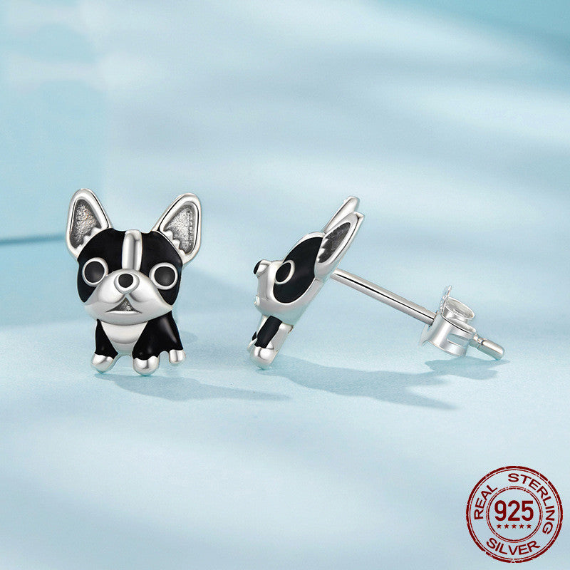 S925 Sterling Silver Cross-border Fashion Exquisite Cute Puppy Earrings