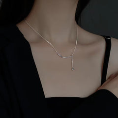 Sterling Silver Smile Tassel Diamond Elegant Necklace