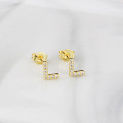 Ins European And American Diamond English Alphabet Letter Earrings