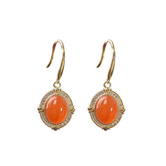S925 Sterling Silver Inlaid Gold-plated Southern Red Agate Eardrops