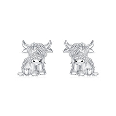 Highland Cow Earrings 925 Sterling Silver Cow Studs Earrings Highland Cow Jewelry Gifts