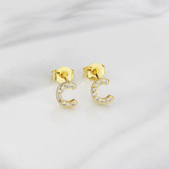 Ins European And American Diamond English Alphabet Letter Earrings