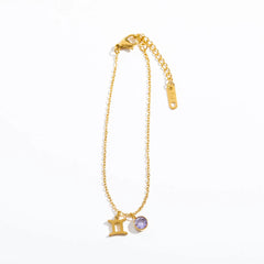 Stainless Steel Women's Birthstone Constellation Bracelet