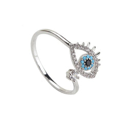 Evil Eye Ring with Open Design and Stone Inlay for Women